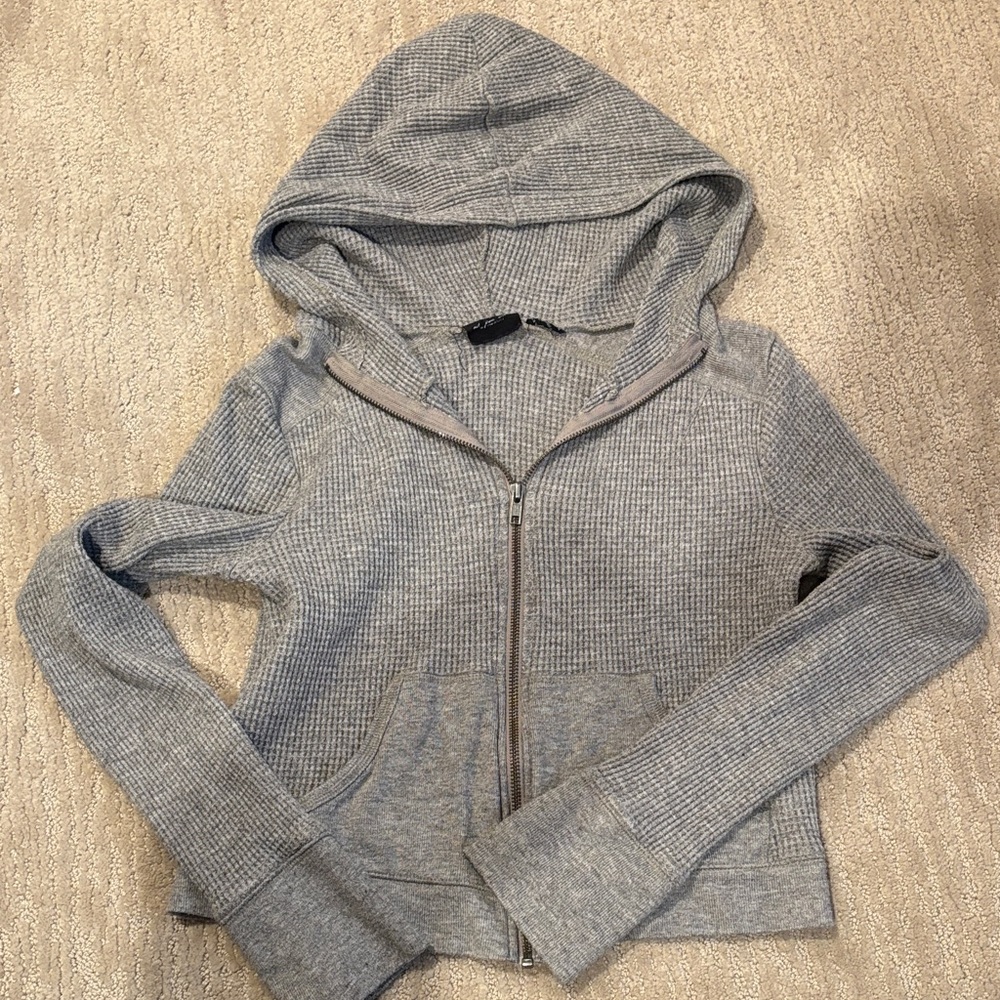 Free People Hooded Zip-Up Sweater
